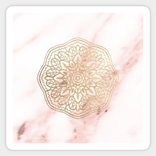 Golden mandala and pink marble Sticker